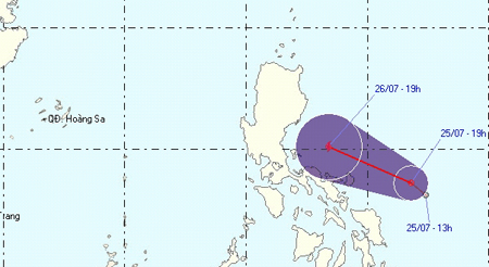 Áp thấp nhiệt đới đang mạnh thành bão và hướng về đảo Lu-Dông (Philippin).